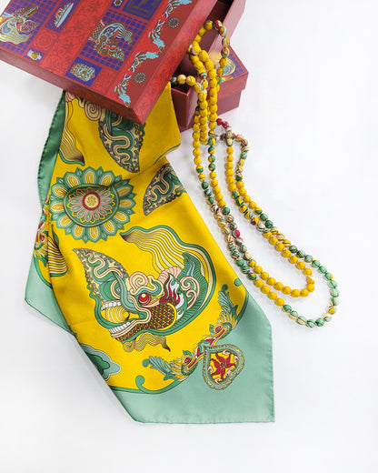 Vòng Hạt Bọc Lụa In Hoạ Tiết / Vàng / 110cm