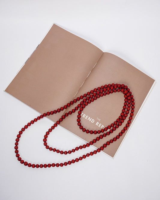 Vòng Hạt Bọc Lụa Màu Trơn / Đỏ Đậm / 110cm