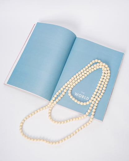 Vòng Hạt Bọc Lụa Màu Trơn / Trắng Ngà / 110cm