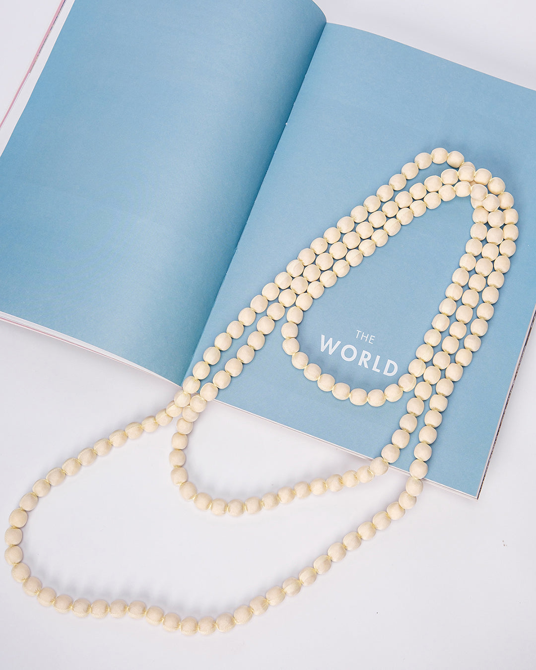 Vòng Hạt Bọc Lụa Màu Trơn / Trắng Ngà / 110cm