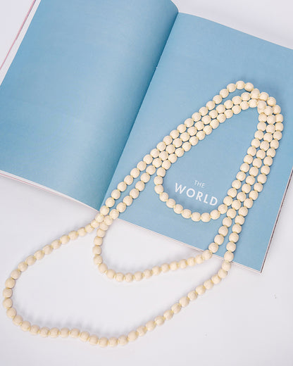 Vòng Hạt Bọc Lụa Màu Trơn / Trắng Ngà / 110cm