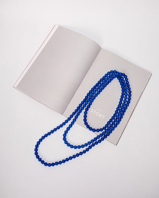 Vòng Hạt Bọc Lụa Màu Trơn / Xanh Dương / 110cm